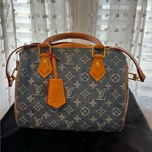 Blue and Tan Crossbody Bag